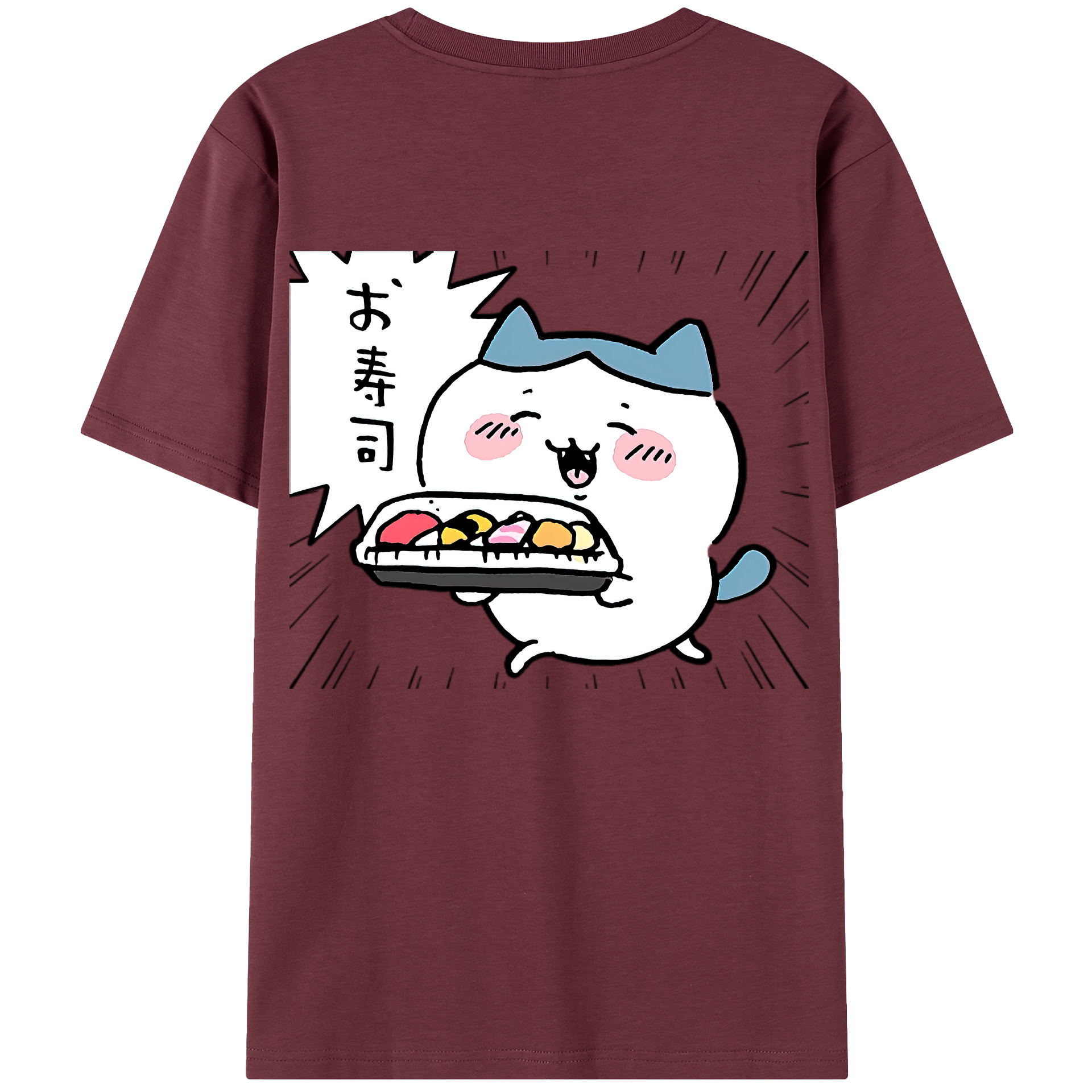 （画像用） ちいかわ ハチワレ Chii-kawa hachiware 綿100％半袖Tシャツ（背面プリント）